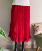 Plain pleated skirt - Red - Image 2