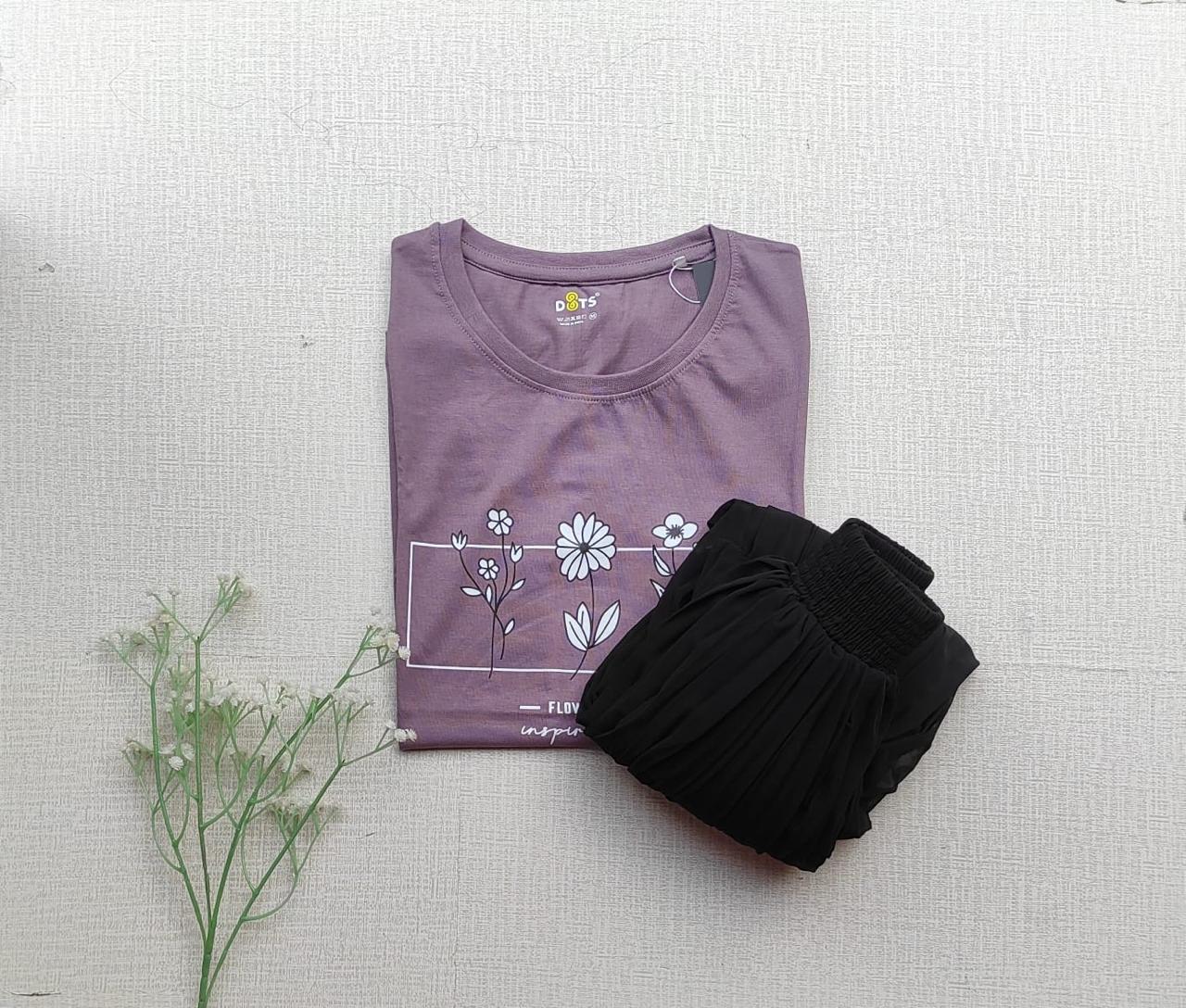 WhatsApp Image 2024-10-16 at 4.08.21 PM Solid tshirt and pleated skirt combo - Image 1