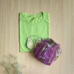 Solid tshirt and pleated skirt Combo