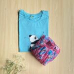 Solid tshirt and pleated skirt Combo