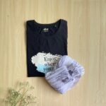 Solid tshirt and pleated skirt Combo