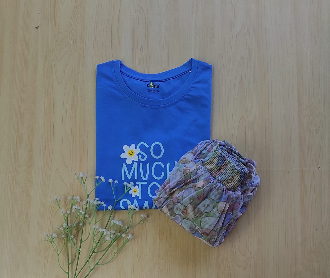 WhatsApp Image 2025-08-24 at 11.17.58 AM Solid tshirt and pleated skirt Combo - Image 1