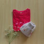 Solid tshirt and pleated skirt Combo