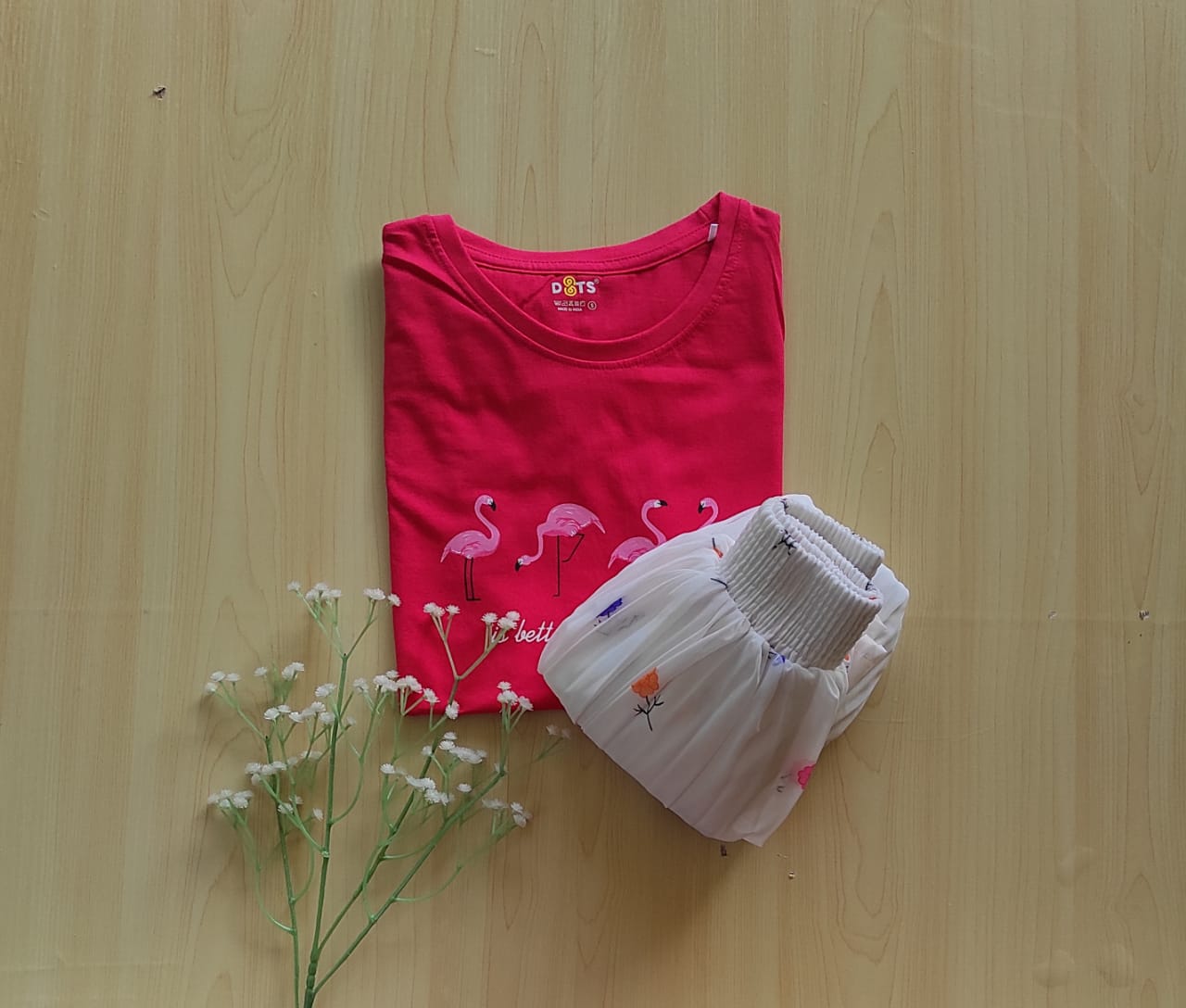 WhatsApp Image 2025-09-02 at 12.57.46 PM (1) Solid tshirt and pleated skirt Combo - Image 1