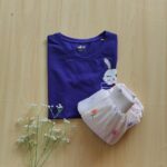 Solid tshirt and pleated skirt Combo