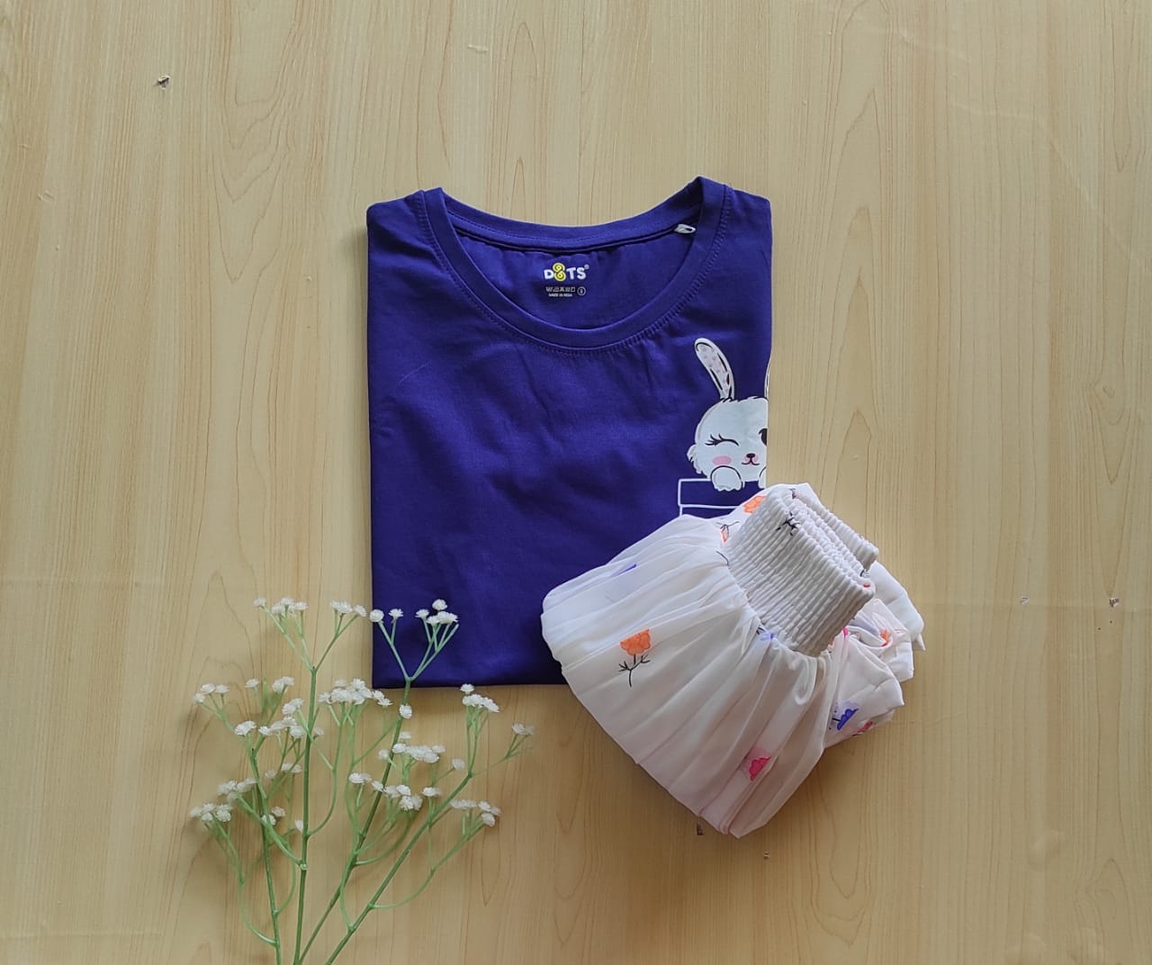 WhatsApp Image 2025-09-02 at 12.57.46 PM (2) Solid tshirt and pleated skirt Combo - Image 1