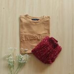 Solid tshirt and pleated skirt Combo