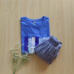 Solid tshirt and pleated skirt Combo