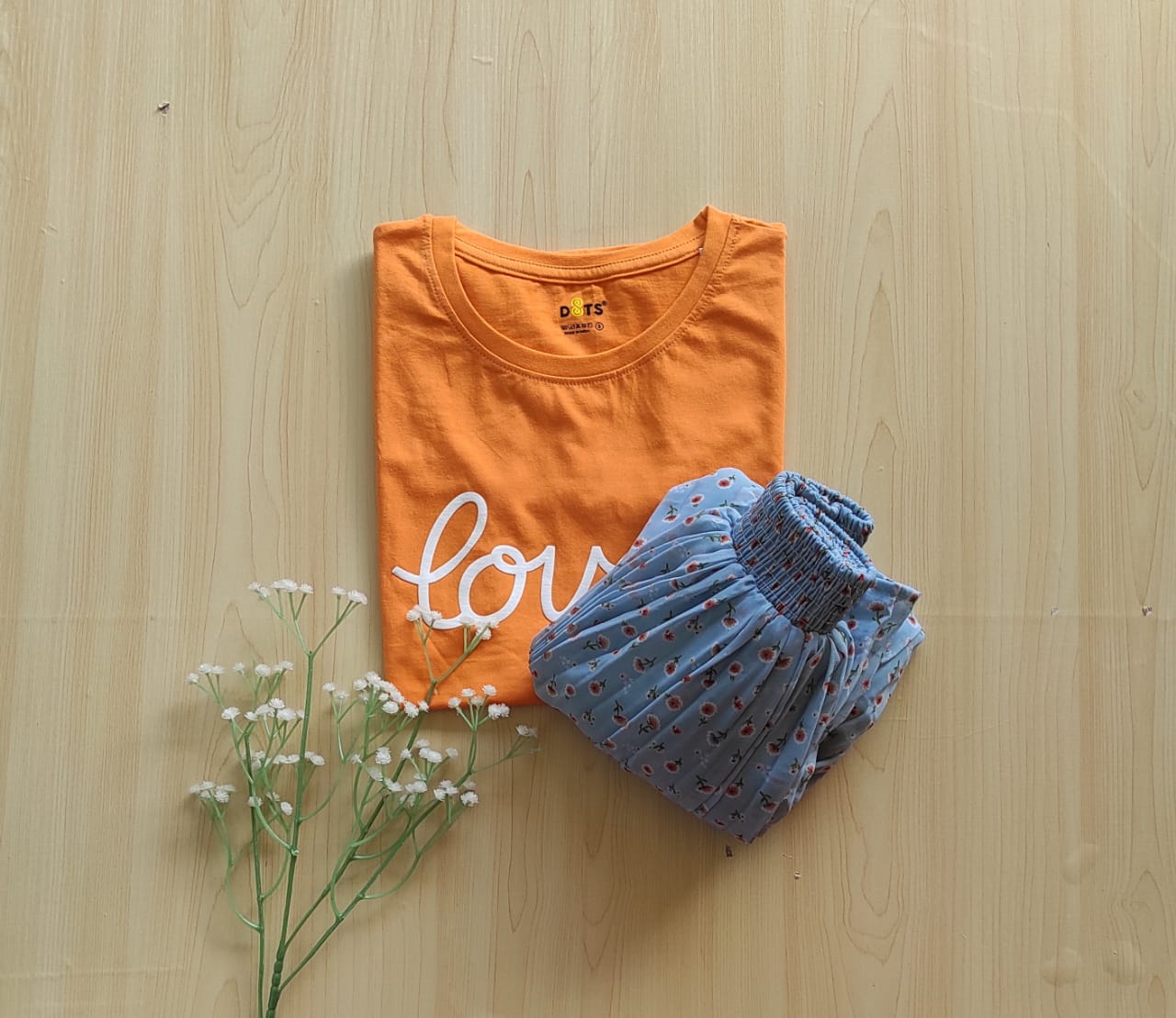 WhatsApp Image 2025-09-02 at 12.57.51 PM Solid tshirt and pleated skirt Combo - Image 1