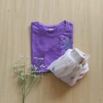 Solid tshirt and pleated skirt Combo