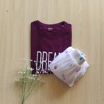 Solid tshirt and pleated skirt Combo