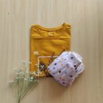 Solid tshirt and pleated skirt Combo