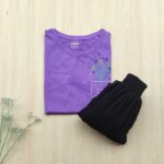 Solid tshirt and pleated skirt Combo