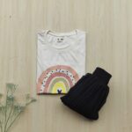 Solid tshirt and pleated skirt Combo