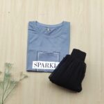 Solid tshirt and pleated skirt Combo