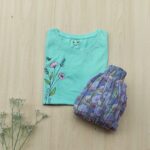 Solid tshirt and pleated skirt Combo