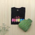 Solid tshirt and pleated skirt Combo