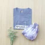 Solid tshirt and pleated skirt Combo