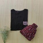 Solid tshirt and pleated skirt Combo