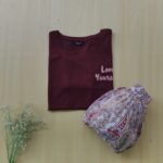 Solid tshirt and pleated skirt Combo