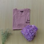 Solid tshirt and pleated skirt Combo