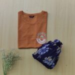 Solid tshirt and pleated skirt Combo