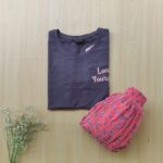 Solid tshirt and pleated skirt Combo