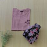 Solid tshirt and pleated skirt Combo