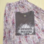 Solid tshirt and pleated skirt Combo