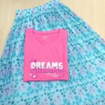 Solid tshirt and pleated skirt Combo