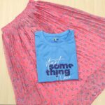 Solid tshirt and pleated skirt Combo