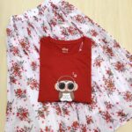 Solid tshirt and pleated skirt Combo