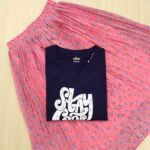 Solid tshirt and pleated skirt Combo