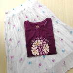 Solid tshirt and pleated skirt Combo