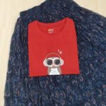 Solid tshirt and pleated skirt Combo