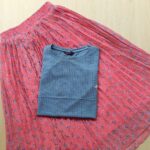 Five Sleeve Tshirt and Printed Skirt Combo