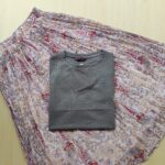 Five Sleeve Tshirt and Printed Skirt Combo