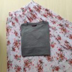 Five Sleeve Tshirt and Printed Skirt Combo
