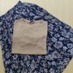 Five Sleeve Tshirt and Printed Skirt Combo