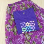 Solid tshirt and pleated skirt Combo