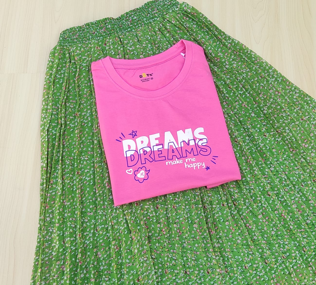 WhatsApp Image 2026-04-13 at 10.41.24 AM (2) Solid tshirt and pleated skirt Combo - Image 1