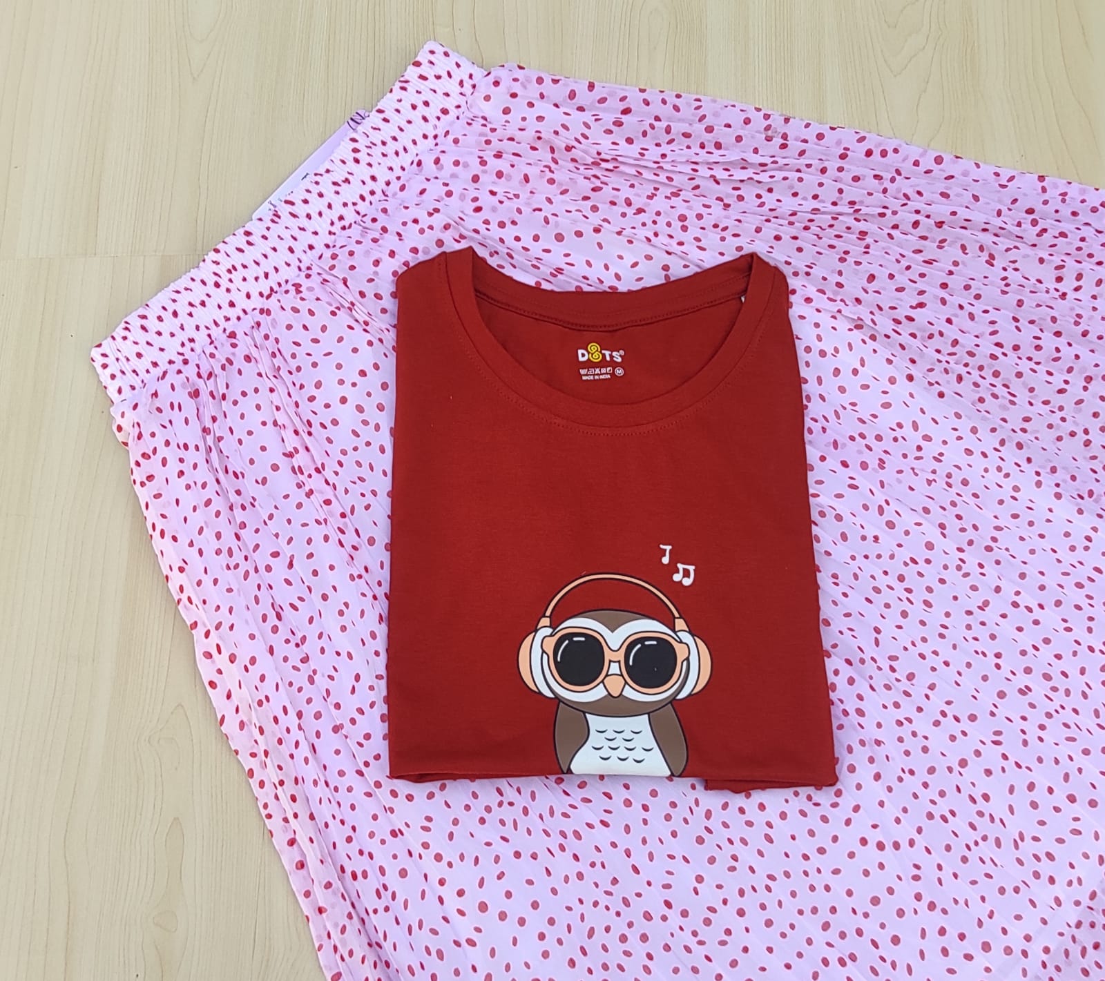 WhatsApp Image 2026-04-13 at 10.41.30 AM (1) Solid tshirt and pleated skirt Combo - Image 1