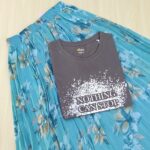 Solid tshirt and pleated skirt Combo