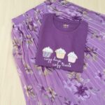 Solid tshirt and pleated skirt Combo