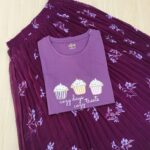 Solid tshirt and pleated skirt Combo