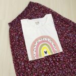 Solid tshirt and pleated skirt Combo