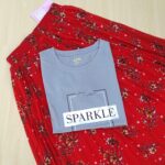 Solid tshirt and pleated skirt Combo