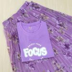 Solid tshirt and pleated skirt Combo