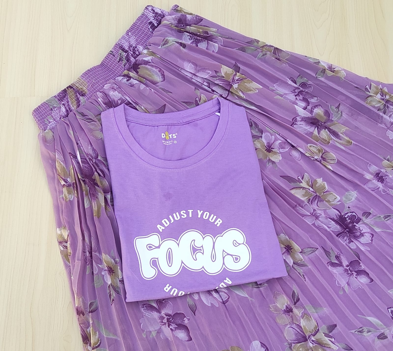 WhatsApp Image 2026-04-13 at 10.41.37 AM (2) Solid tshirt and pleated skirt Combo - Image 1