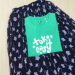 Solid tshirt and pleated skirt Combo